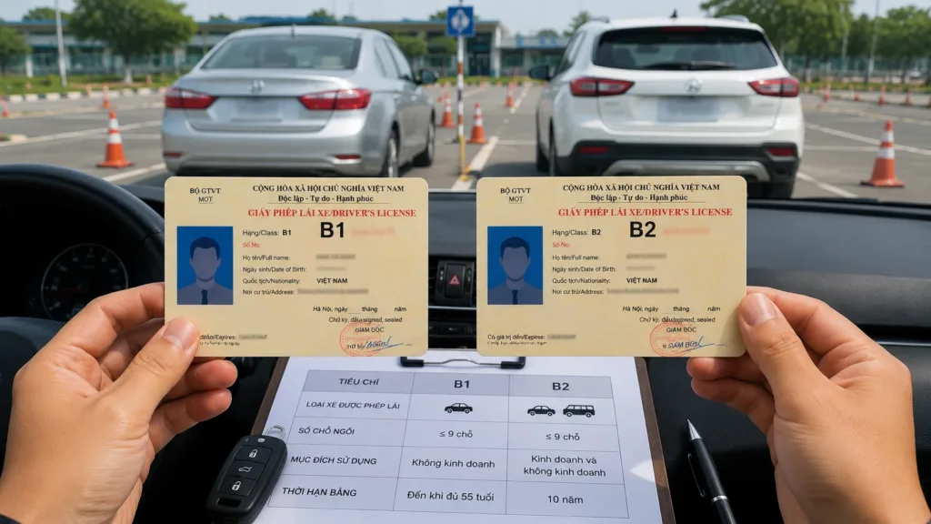 Bằng lái xe ô tô B1 và B2 khác nhau thế nào? So sánh chi tiết và quy định 2026
