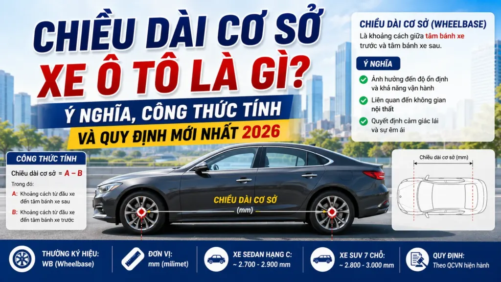 Chiều dài cơ sở xe ô tô là gì? Ý nghĩa, công thức tính và quy định