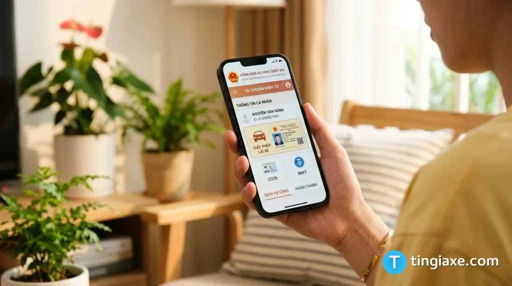 Quy trình nộp hồ sơ đổi bằng lái xe ô tô online thuận tiện qua ứng dụng điện thoại.