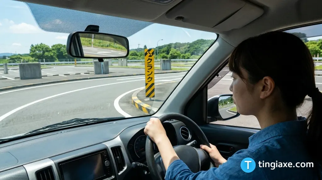 Sa hình thi thực hành đổi bằng lái xe ô tô tại trung tâm sát hạch Nhật Bản