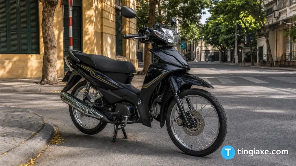 Xe Honda Blade 110 phiên bản Đặc biệt màu đen nhám trang bị phanh đĩa.