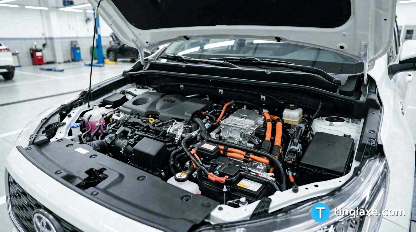 Cận cảnh khoang động cơ hybrid xăng-điện của xe Toyota Alphard 2026