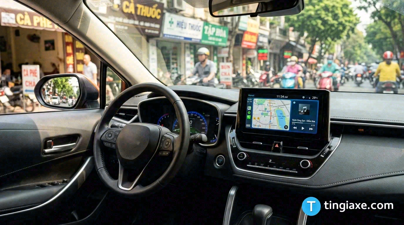 Không gian khoang lái hiện đại với màn hình hiển thị đa thông tin của xe Toyota Yaris Cross