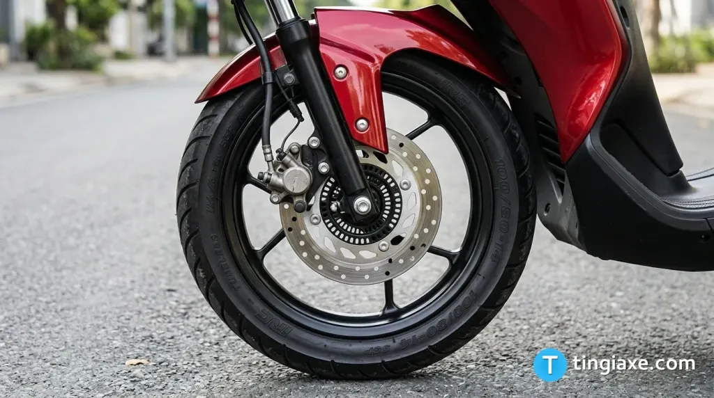 Hệ thống phanh chống bó cứng ABS bánh trước an toàn trên xe ga Yamaha LEXi 155