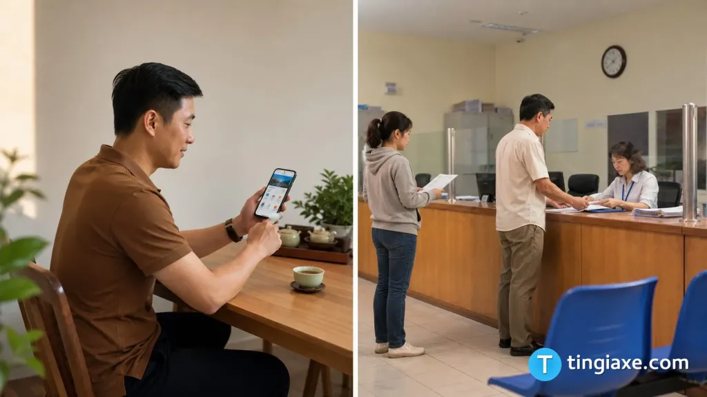 So sánh đổi bằng lái xe ô tô online tại nhà và nộp hồ sơ trực tiếp tại quầy hành chính