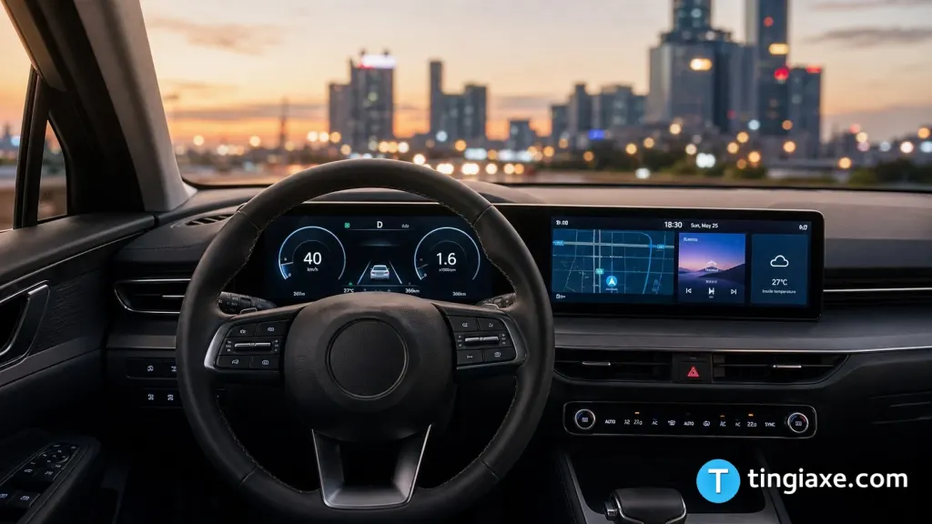 Thiết kế khoang lái và bảng đồng hồ hiển thị hai tầng đặc trưng của Honda Civic thế hệ thứ 8.